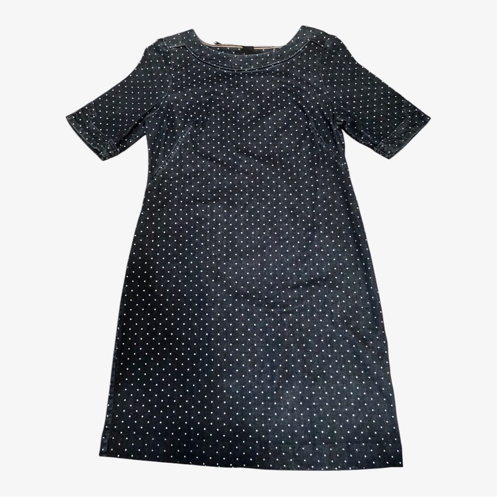Boden Navy and White Polka Dot Denim Dress Size 10 - Picture 4 of 8